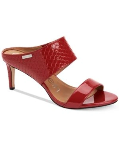 Shop Calvin Klein Women's Cecily Dress Heel Sandals Women's Shoes In Crimson Red