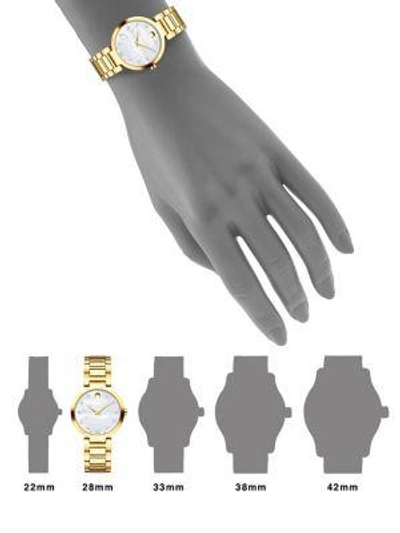 Shop Movado Women's Modern Classic Diamond Quartz Watch In Gold