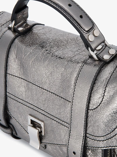 Shop Proenza Schouler Silver Ps1 Medium Leather Shoulder Bag In Grey