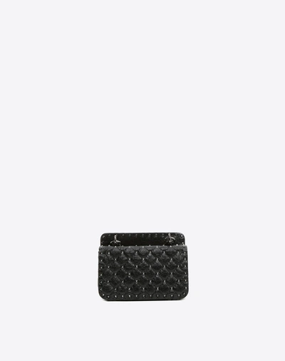 Shop Valentino Garavani Small Crinkled Lambskin Rockstud Spike Bag In Black