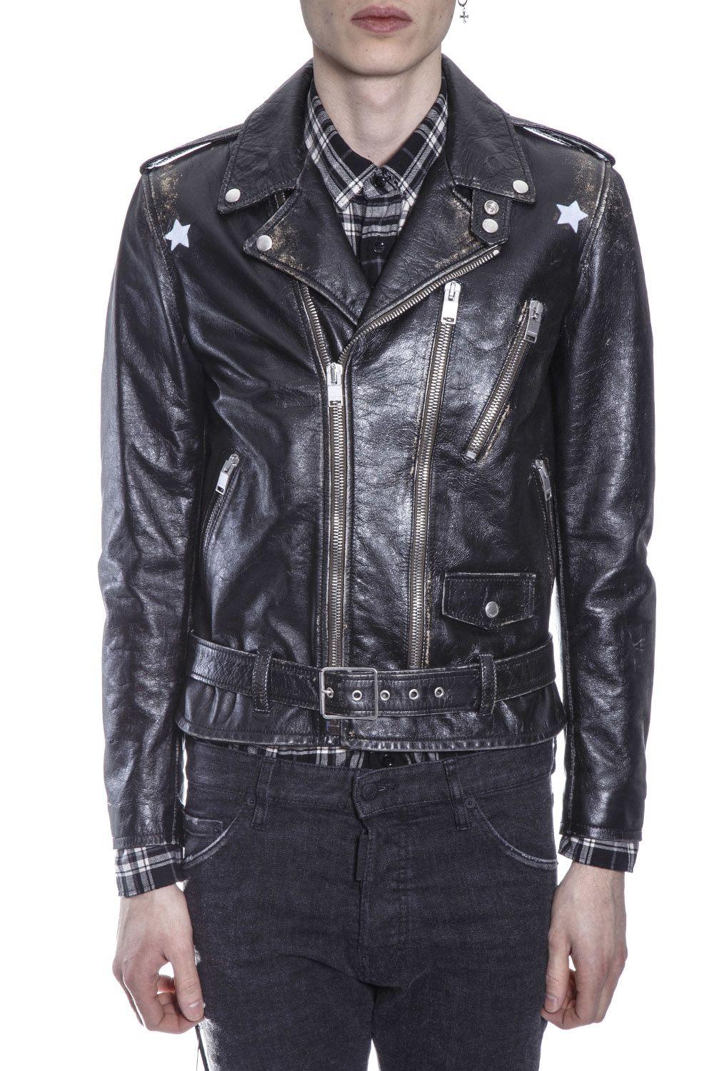 saint laurent distressed leather jacket