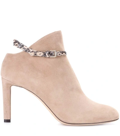 Shop Jimmy Choo Suede Ankle Boots In Beige