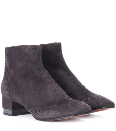 Shop Chloé Perry Suede Ankle Boots In Grey