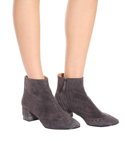 Shop Chloé Perry Suede Ankle Boots In Grey