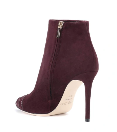 Shop Jimmy Choo Embellished Suede Ankle Boots In Brown