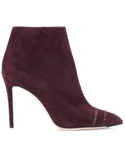 Shop Jimmy Choo Embellished Suede Ankle Boots In Brown