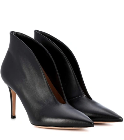 Shop Gianvito Rossi Vania 85 Leather Ankle Boots In Black