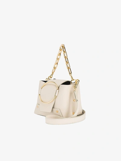 Shop Yuzefi Cream Delila Mini Leather Bucket Bag In Nude&neutrals