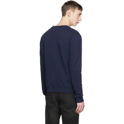 Shop Saint Laurent Navy Universite Logo Sweatshirt In 4143 Navy