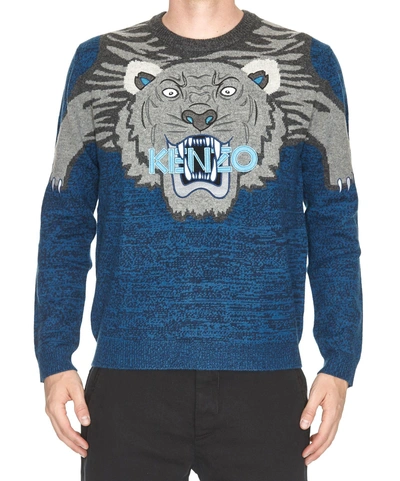 Shop Kenzo Tiger Sweater In Bleu Marine
