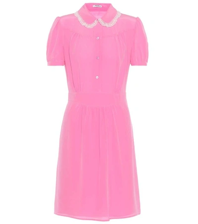 Shop Miu Miu Silk Dress In Pink