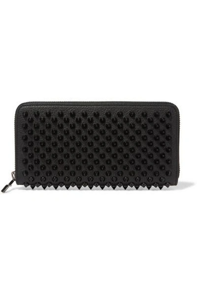 Shop Christian Louboutin Panettone Spiked Textured-leather Wallet