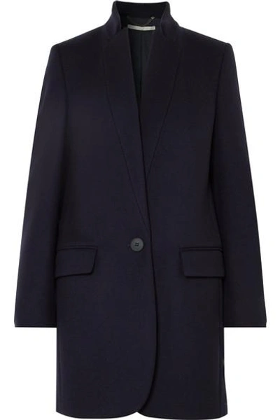 Shop Stella Mccartney Bryce Melton Wool-blend Coat In Midnight Blue