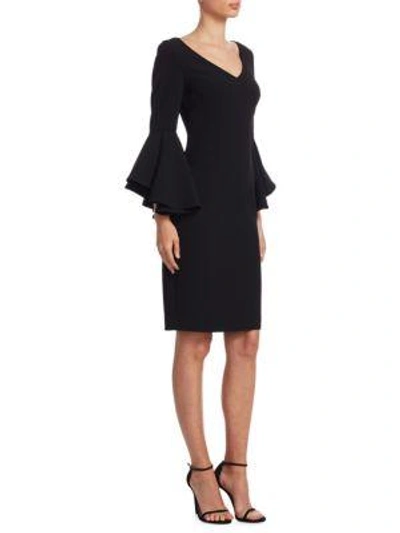 Shop Badgley Mischka Flare-sleeve Sheath Dress In Black