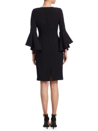 Shop Badgley Mischka Flare-sleeve Sheath Dress In Black