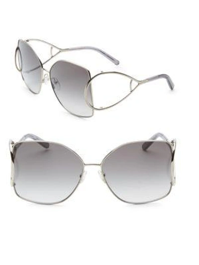 Shop Chloé Jackson Oversized Metal Square Sunglasses In Grey