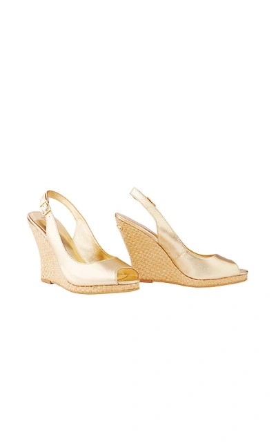 Shop Lilly Pulitzer Kristin Leather Wedge - Gold Metallic
