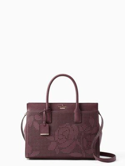Shop Kate Spade Cameron Street Perforated Candace Satchel In Deep Plum