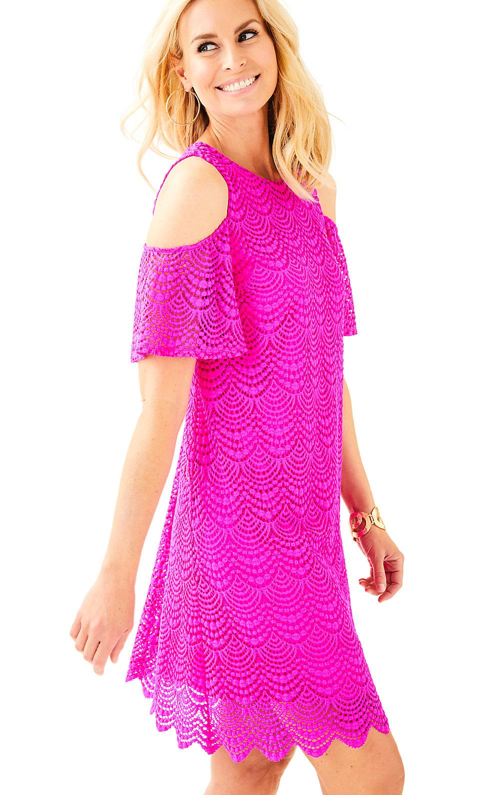 Swing Dress In Berry Sangria Scalloped 