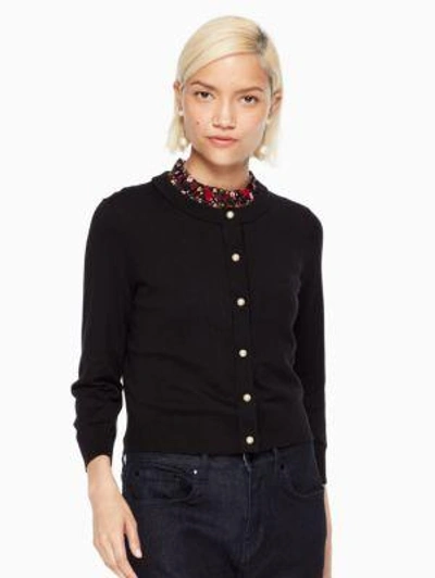 Kate Spade Pearl Button Cropped Cardigan In Black | ModeSens