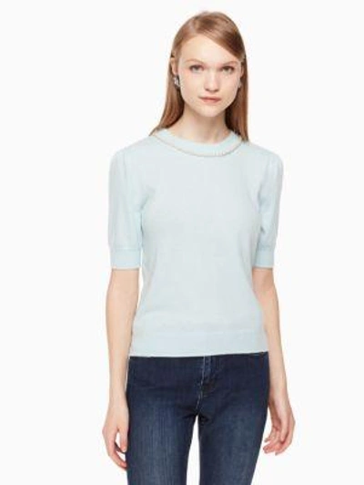 Shop Kate Spade Pearl Embellished Sweater In Icy Sky