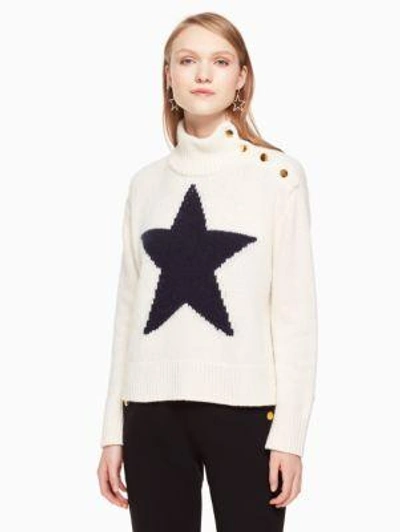 Shop Kate Spade Star Turtleneck Sweater In Cream/navy
