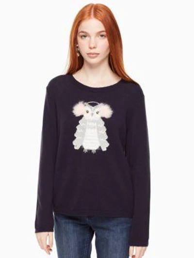 Shop Kate Spade Owl Sweater In Navy