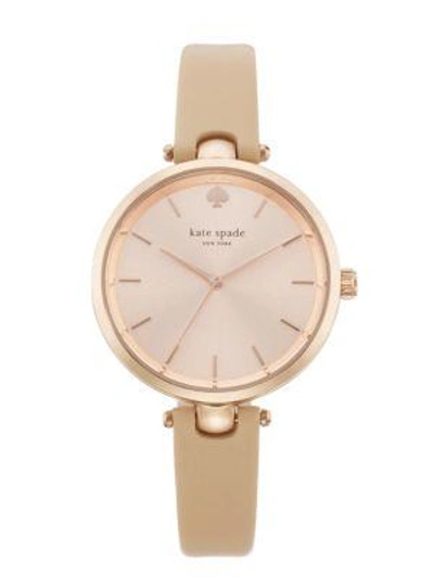 Shop Kate Spade Holland Skinny Strap Watch In Vachetta/rose Gold