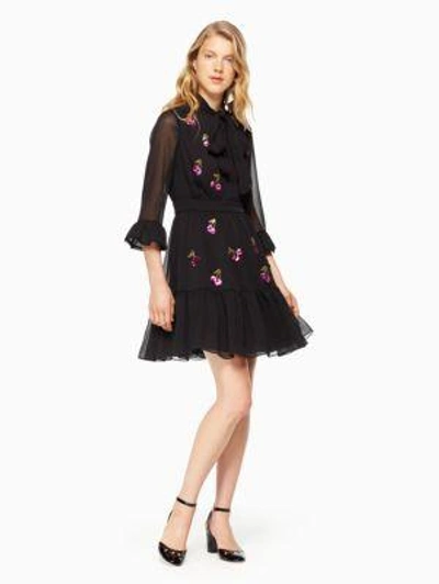 Shop Kate Spade Sequin Cherries Shirtdress In Black