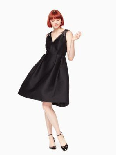 Shop Kate Spade Bow Embellished Fit And Flare Dress In Black