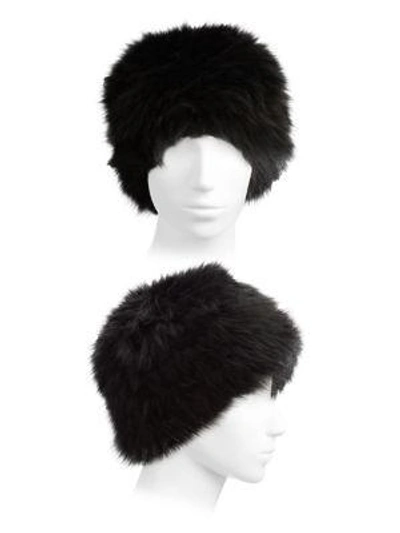 Shop The Fur Salon Knit Fox Fur Hat In Black
