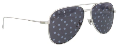 Shop Saint Laurent Classic 193 Sunglasses In Silver Grey All Star