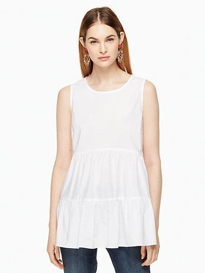 Shop Kate Spade Poplin Sleeveless Top In Fresh White