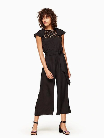 Shop Kate Spade Lace Embroidered Jumpsuit In Black