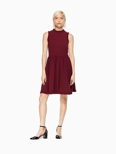 Shop Kate Spade Ruffle Fit And Flare Dress In Deep Cherry