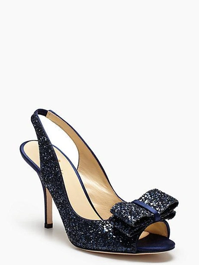 Shop Kate Spade Charm Heels In Navy