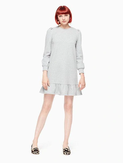 Shop Kate Spade Knit Flounce Dress In Light Heather Grey