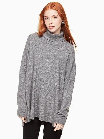 Shop Kate Spade Wool Turtleneck Sweater In Medium Grey Mélange