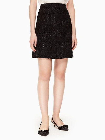Shop Kate Spade Sparkle Tweed Skirt In Black
