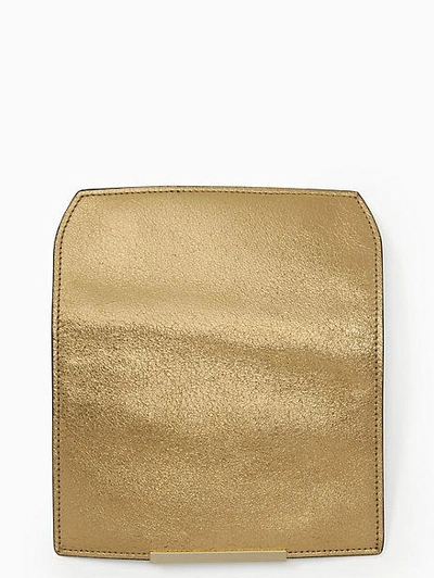 Shop Kate Spade Make It Mine Metallic Pebble Flap In Gold