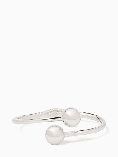 Shop Kate Spade Golden Girl Bauble Open Hinged Cuff In Silver