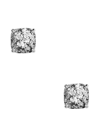 Shop Kate Spade Small Square Studs In Silver Glitter