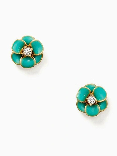 Shop Kate Spade Shine On Flower Studs In Turquoise
