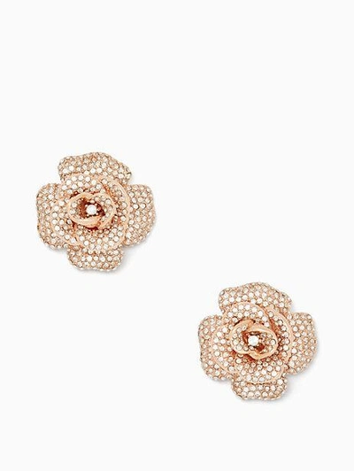 Shop Kate Spade Midnight Rose Statement Studs In Clear/rose Gold