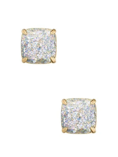 Shop Kate Spade Small Square Studs In Opal Glitter