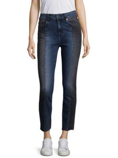 Shop 7 For All Mankind Panel Ankle Skinny Jeans In Indigo Sulphur
