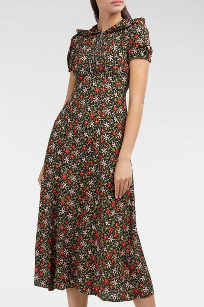 Shop Alexa Chung Hooded Floral-print Crepe Dress