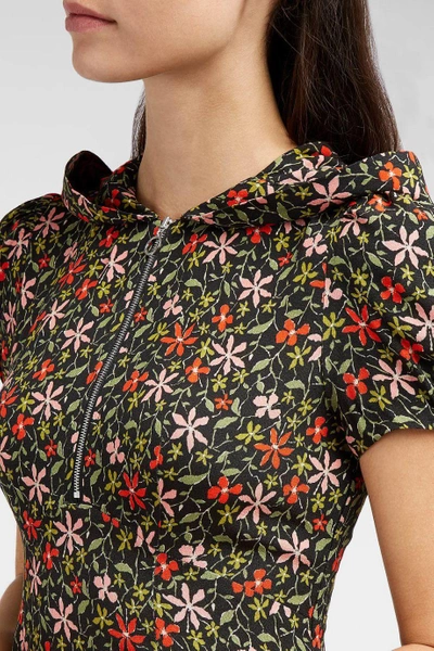 Shop Alexa Chung Hooded Floral-print Crepe Dress
