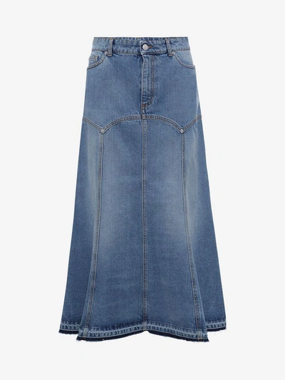 Shop Alexander Mcqueen Denim Skirt In Blue