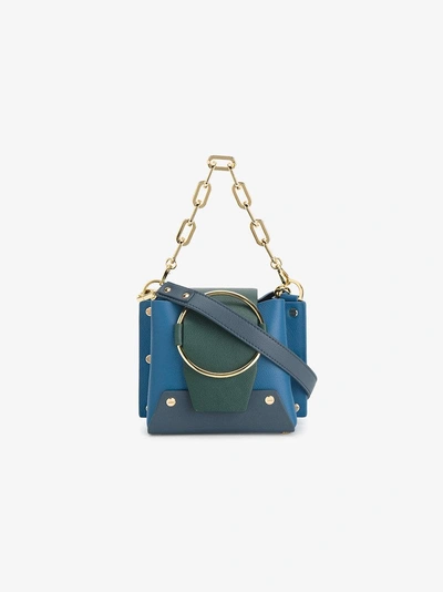 Shop Yuzefi Mini Blue Leather Delila Bucket Bag